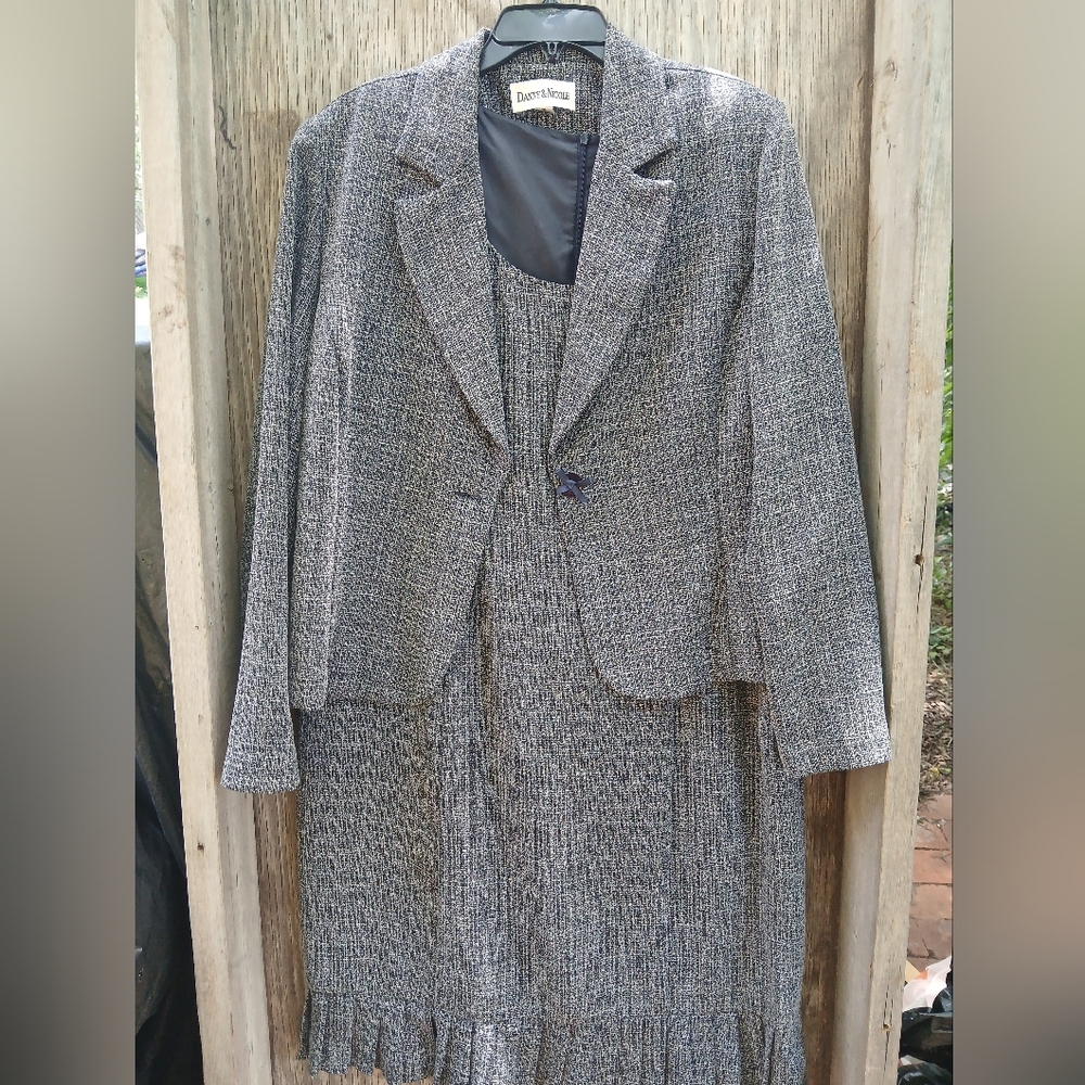 Danny & Nicole Blue Tweed Skirt Suit